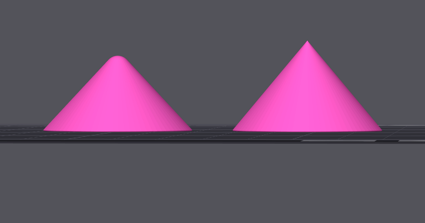 Two pink triangular pastie renderings on a dark surface with a gray background.