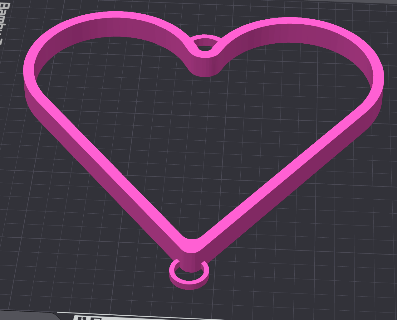 The Heart Boa Bangle STL File by Viva La Bombshell Burlesque is a 3D printable pink heart-shaped bangle with two circular loops—ideal as a burlesque costume accessory. Digital download, displayed on a dark grid background.