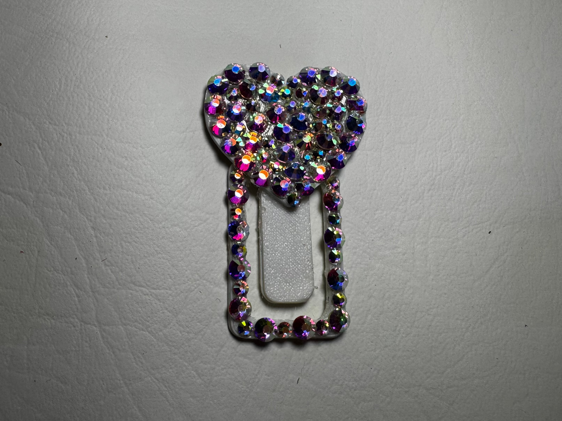 Heart TipClip on white base with Clear AB rhinestones 