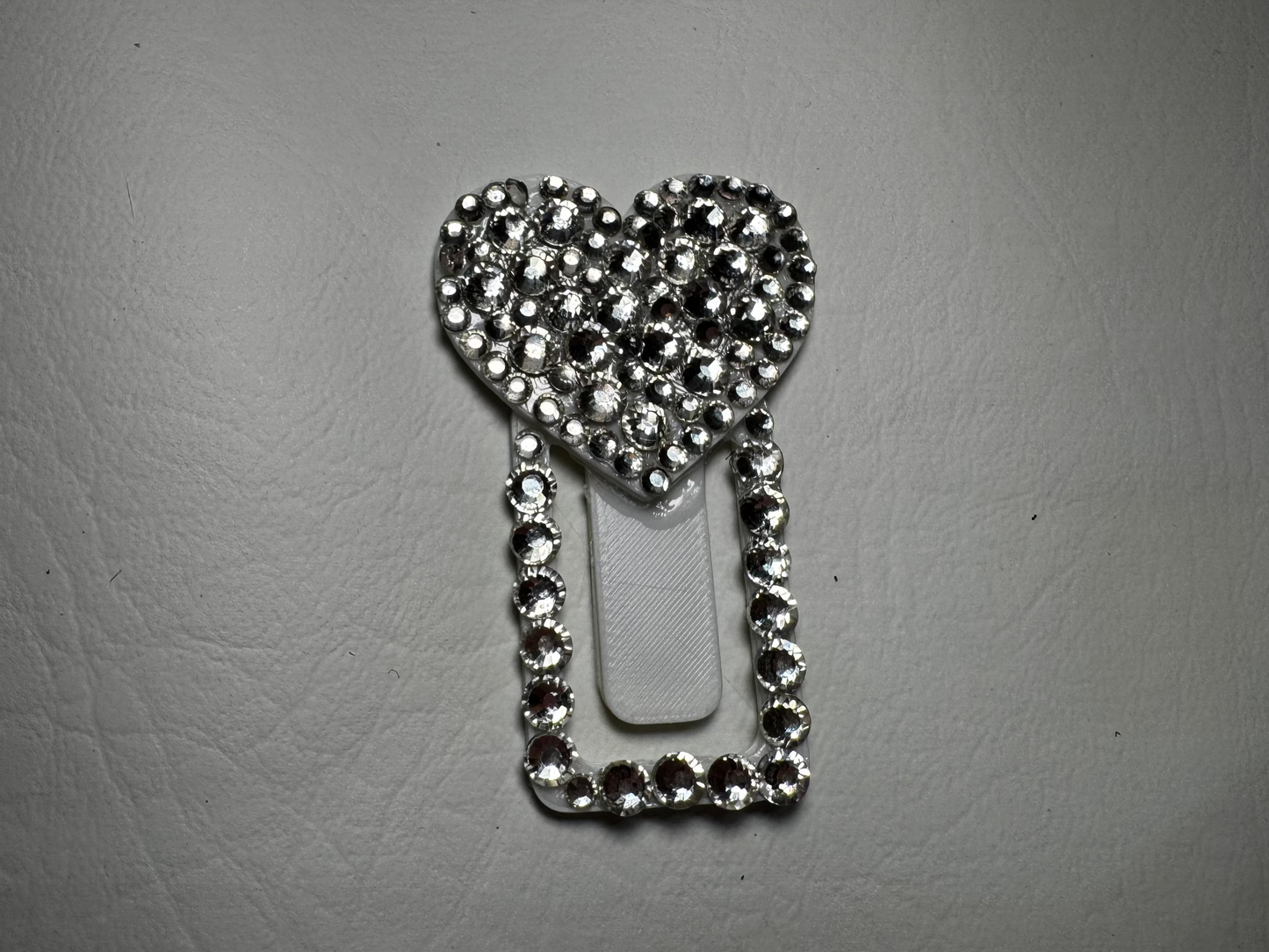 white heart TipClip with clear rhinestones 