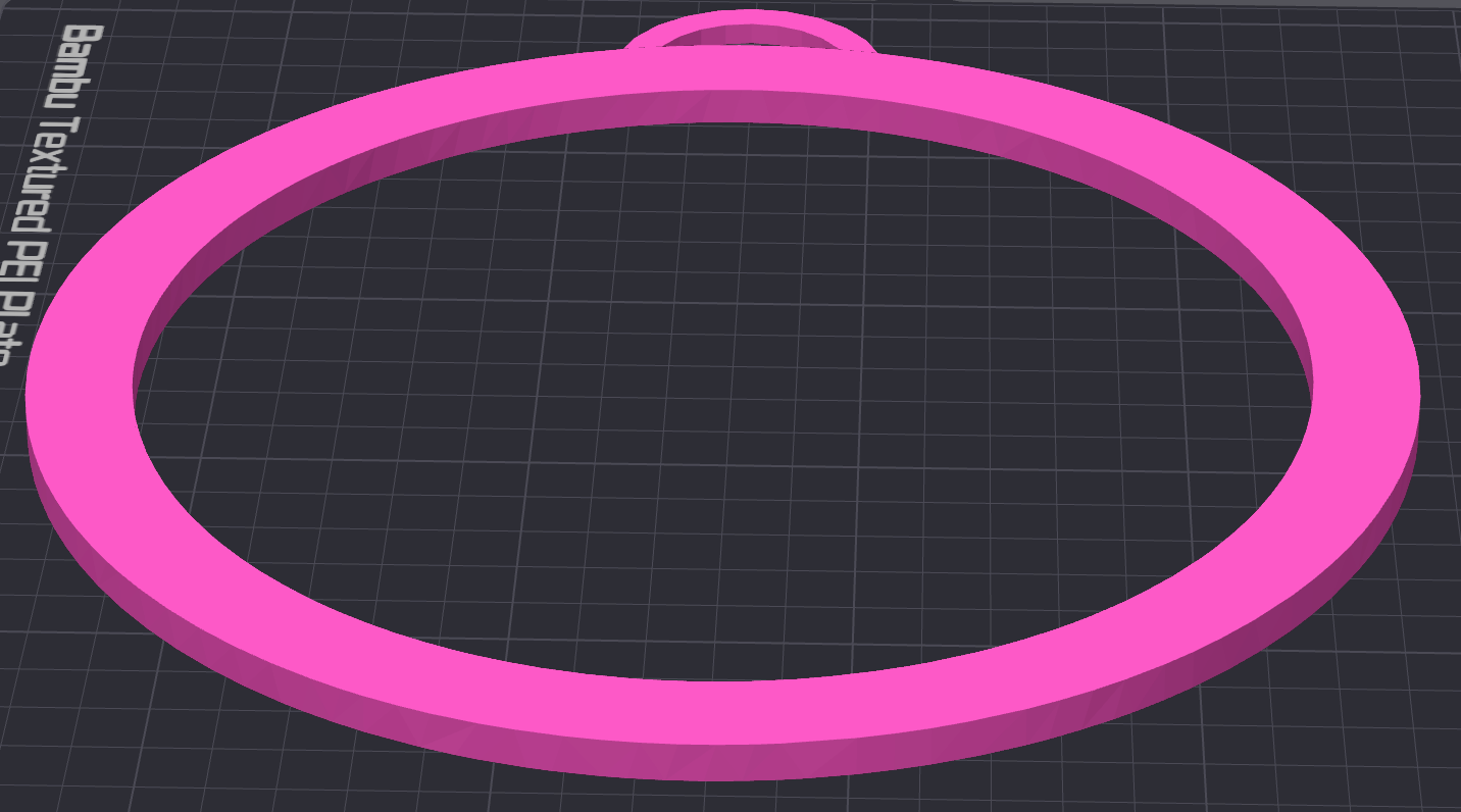 The Circle Boa Bangle STL File from Viva La Bombshell Burlesque is a 3D rendering of a pink circular ring with a small loop, ideal as a printable bangle or digital download for your next project.