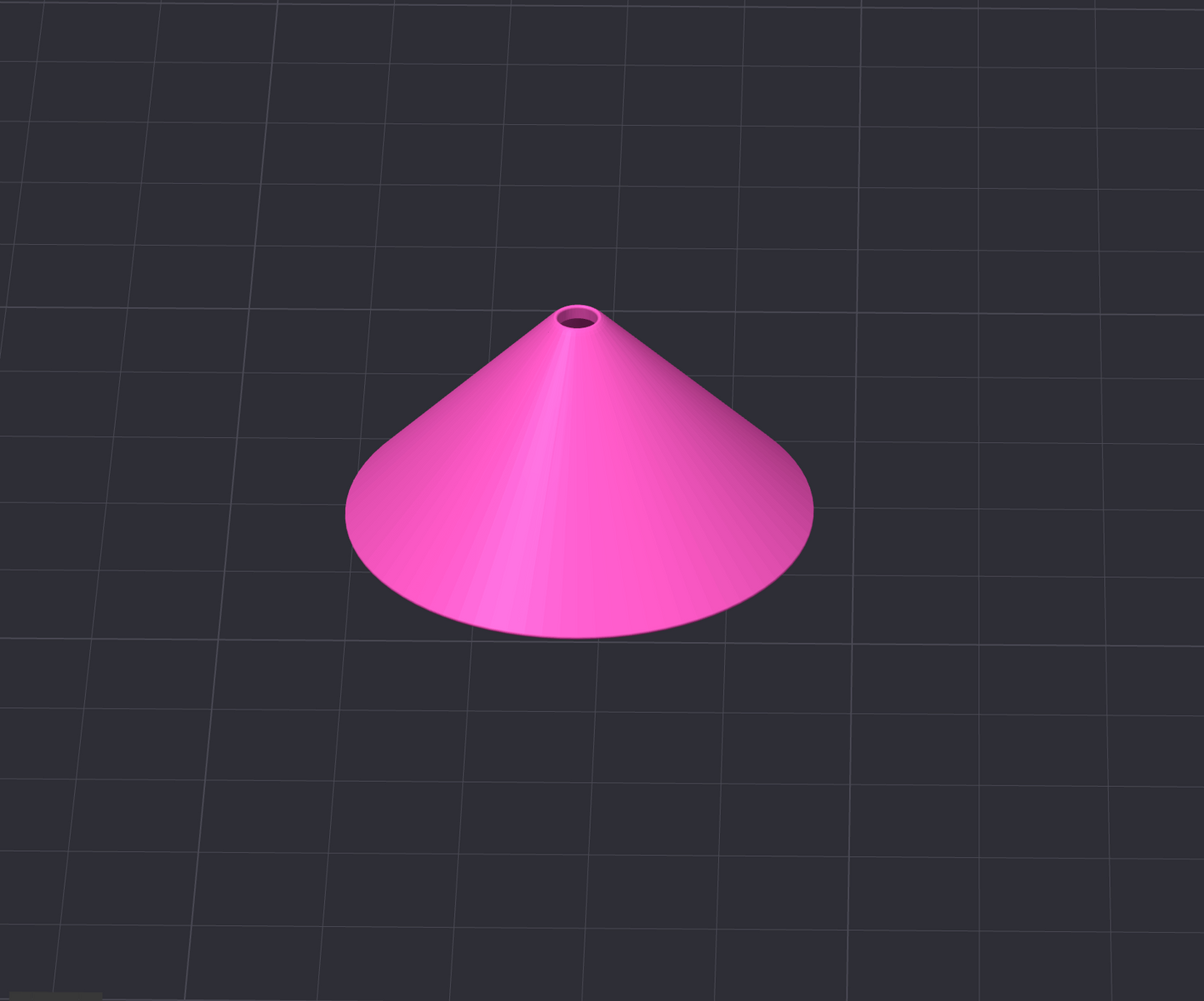 Pink cone with hole on a gray grid background
